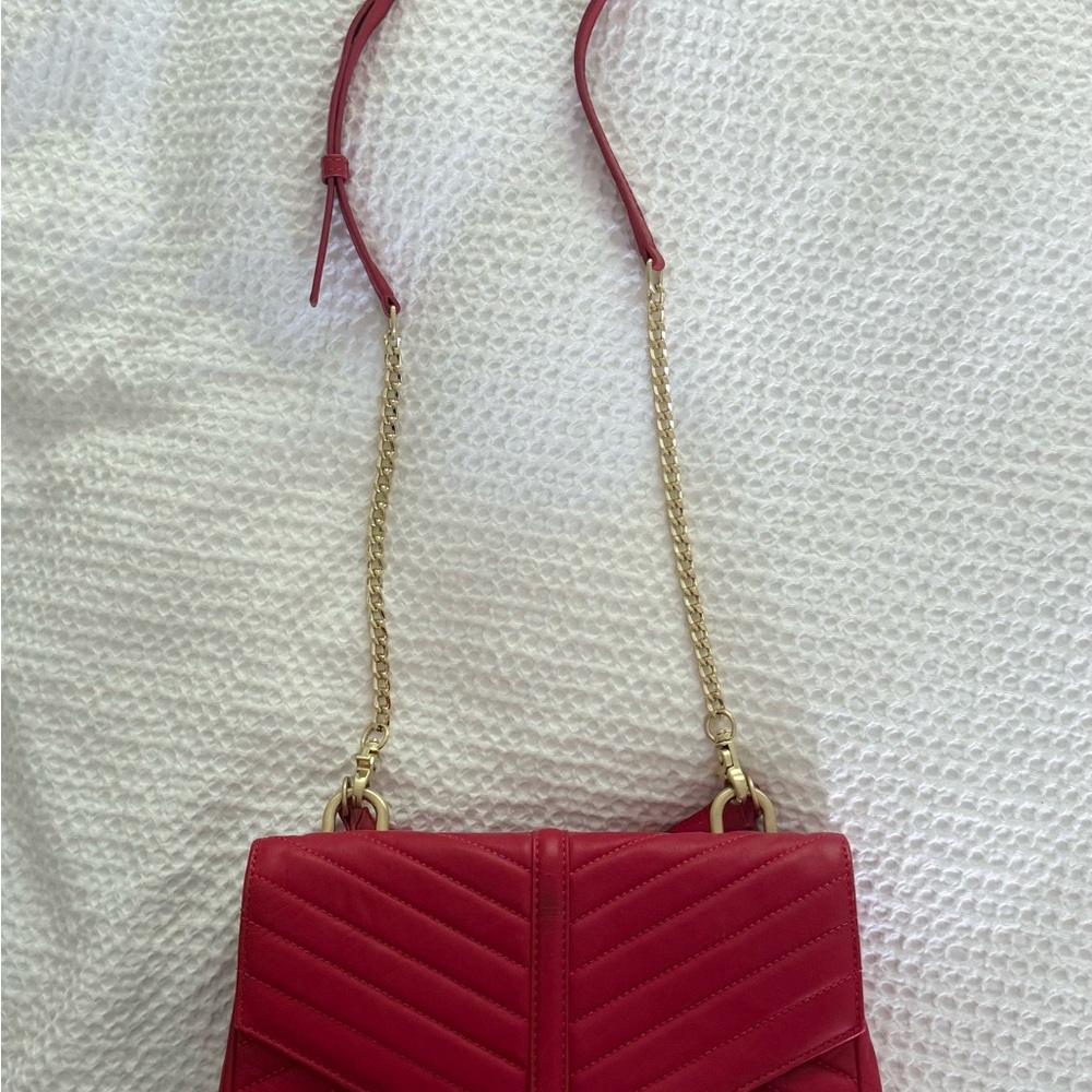 Botkier Red and Gold Crossbody Bag with Quilted Chevron Design